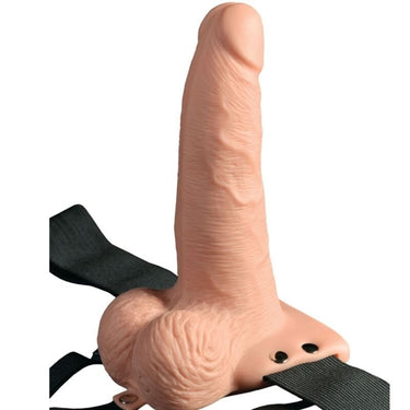 Imbracatura elastica ricaricabile con dildo realistico e vibrazioni intense
